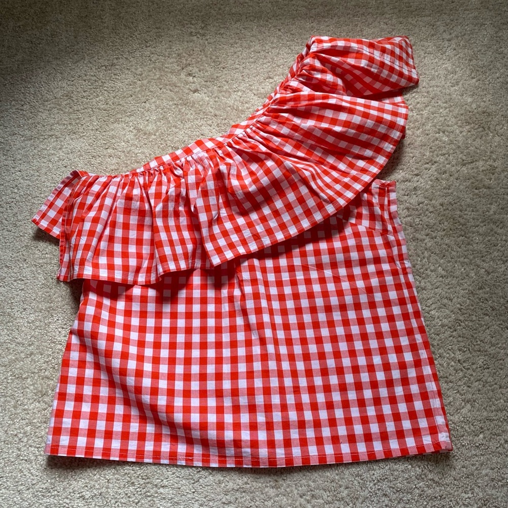 J.CREW Asymmetric ruffled one shoulder top